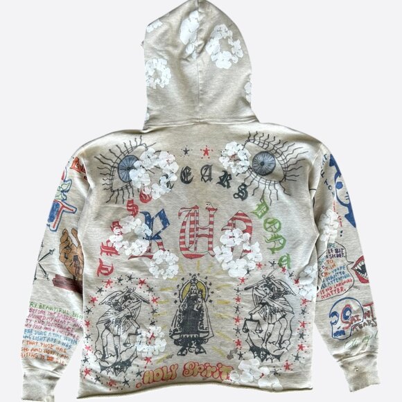 Saint Michael Denim Tears Beige & Multicolor Graffiti Hoodie - Picture 2 of 5